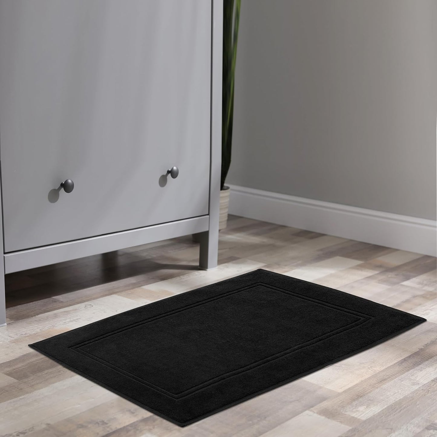 Tens Towels Pack of 2 Bath Mats 100% Cotton, 20 x 32 Inches, Super Absorbent, Hotel Quality Premium Floor Towels, Luxurious, Soft & Quick Dry, Not a Bathroom Rug, Black