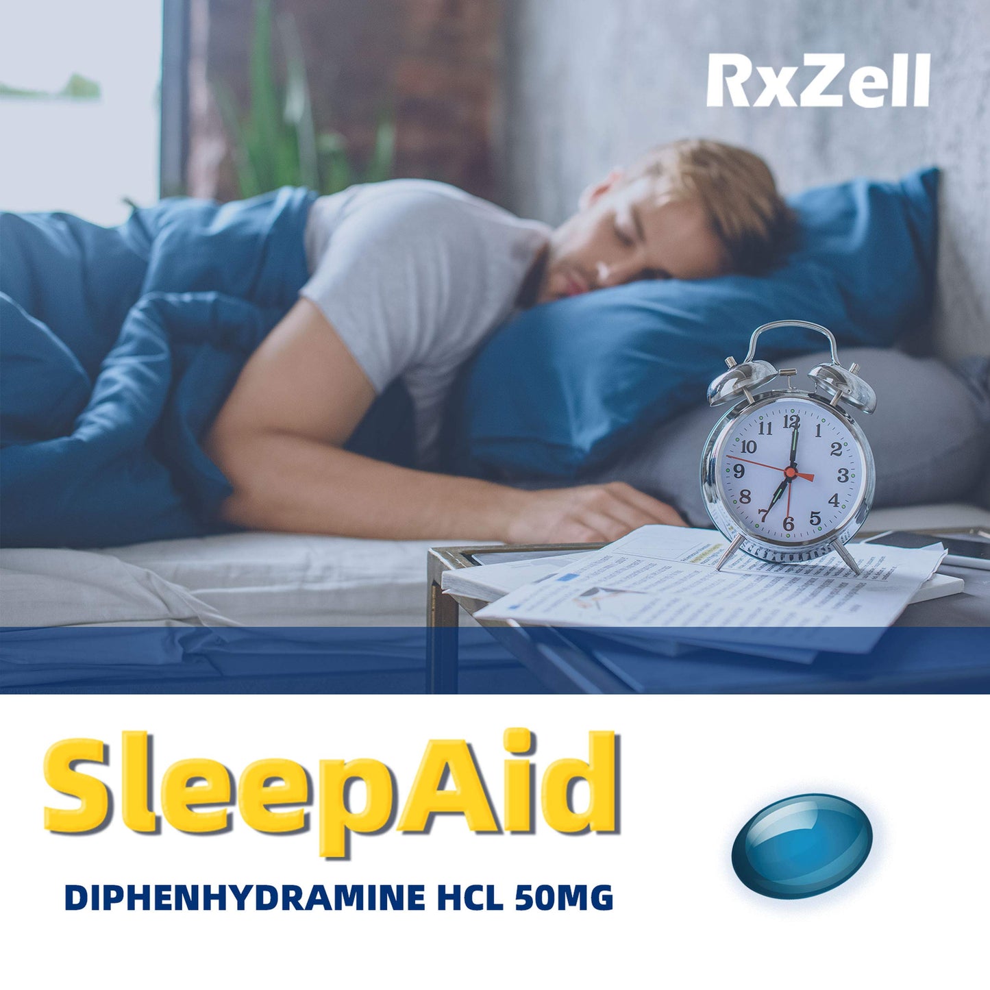RXZELL Sleep Aid, Diphenhydramine Softgels 50mg, Easy-to-Swallow, Supports Deeper Restful Sleeping, Non Habit-Forming (220 Counts | Pack of 2)