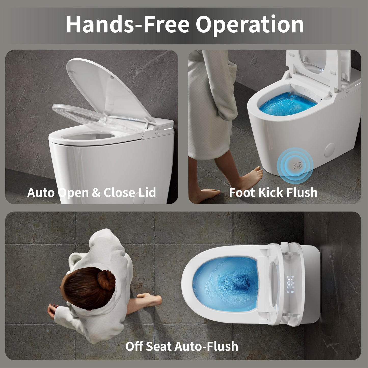 BYBARENOVA Luxury Smart Toilet, Bidet Toilet with Foam Dispenser, Auto Open/Close, MAP 1000g Powerful Auto-Flush, Warm Water/Dryer, ADA Chair Height Elongated Heated Seat, Deodorization