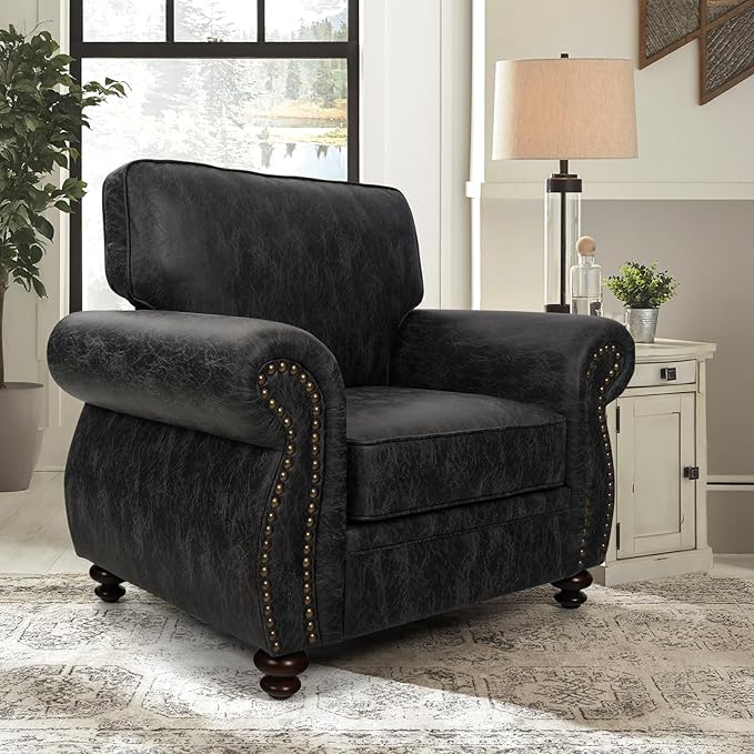 Couchus Mid-Century Modern Single Sofa with Rivet Design (Grey, Single)