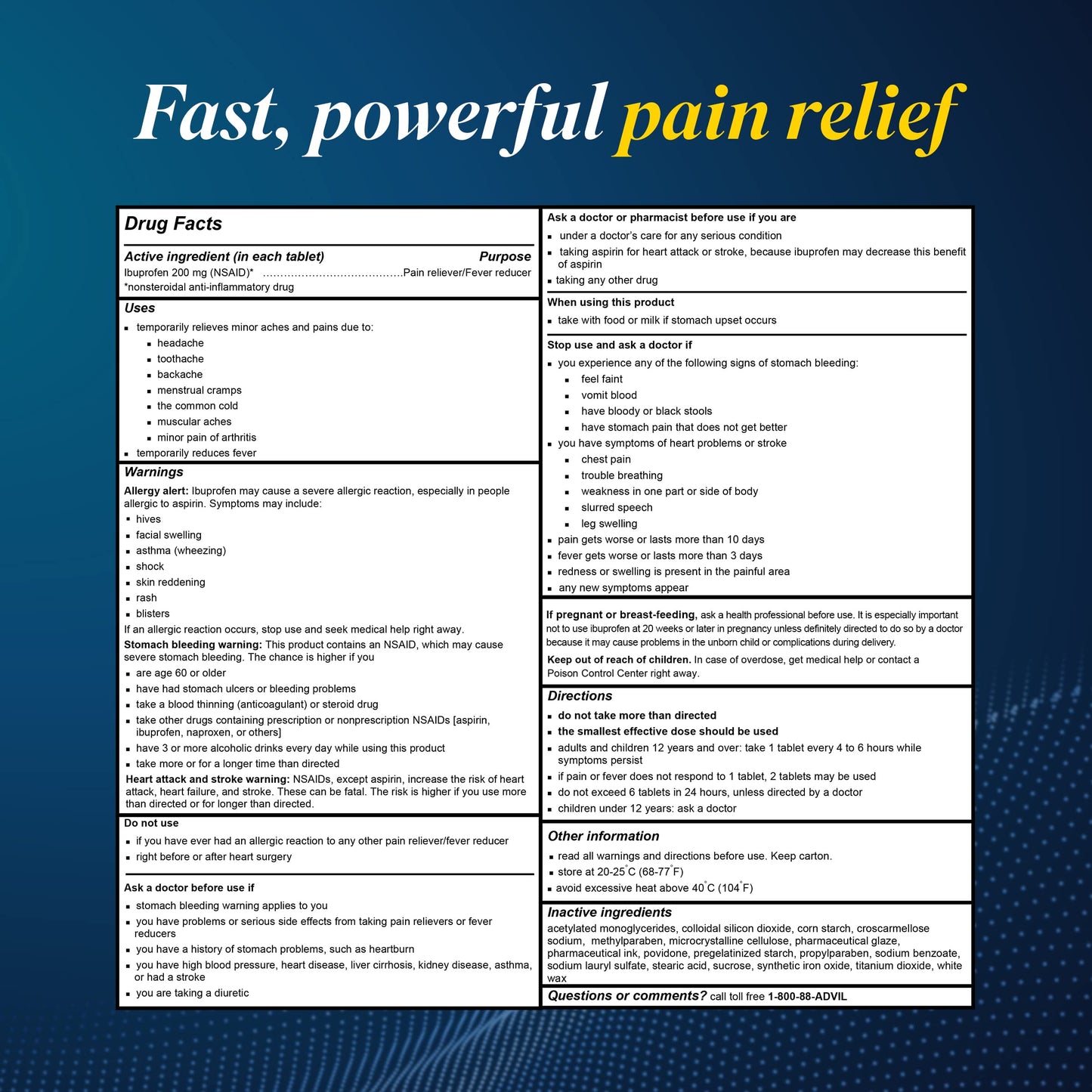Advil Pain Reliever and Fever Reducer, Pain Relief Medicine with Ibuprofen 200mg for Joint Pain, Muscle Ache and Minor Arthritis Pain Relief - 200 Coated Tablets with Easy Open Arthritis Cap