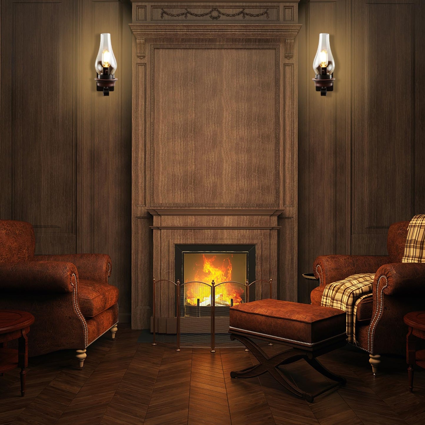 LightInTheBox Rustic Wall Sconce Vintage Farmhouse Wall Light Fixtures Industrial Glass Wall Lamp for Cabin Bedroom Living Room Hallway Fireplace (2PCS)