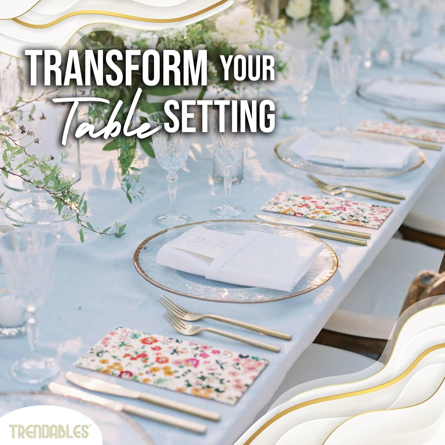 Trendables Floral Napkins for decoupage 100 Pcs 3 Ply floral paper napkins decorative Guest Towels Disposable Bathroom, Flower Design For Tea Party Decorations, Dinners & Weddings