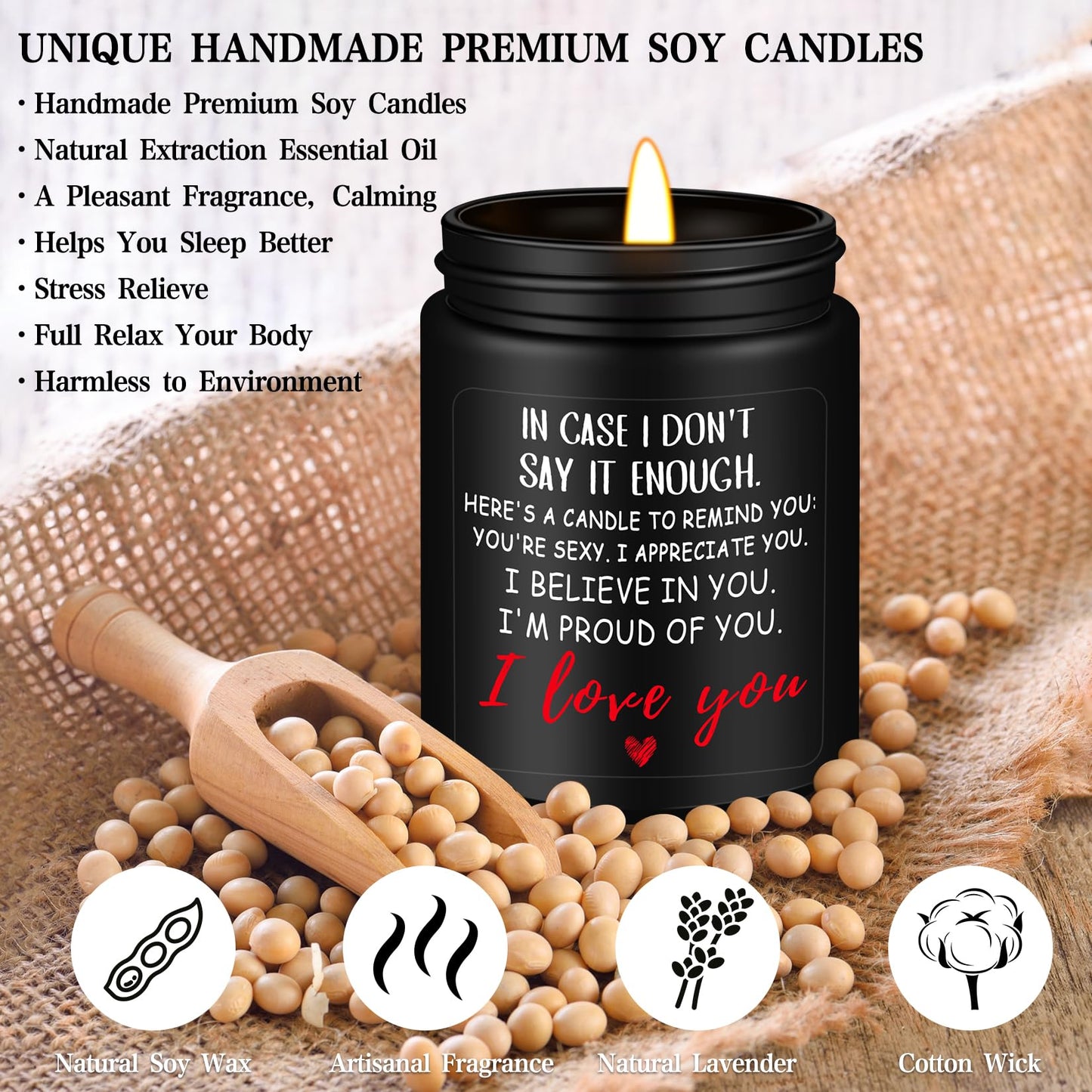 Homsolver Anniversary Wedding Birthday Gifts for Him Boyfriend Husband, Unique Romantic Gift for Him Lavender Candle, Funny Romantic Anniversary Birthday Gifts for Him,Boyfriend, Husband