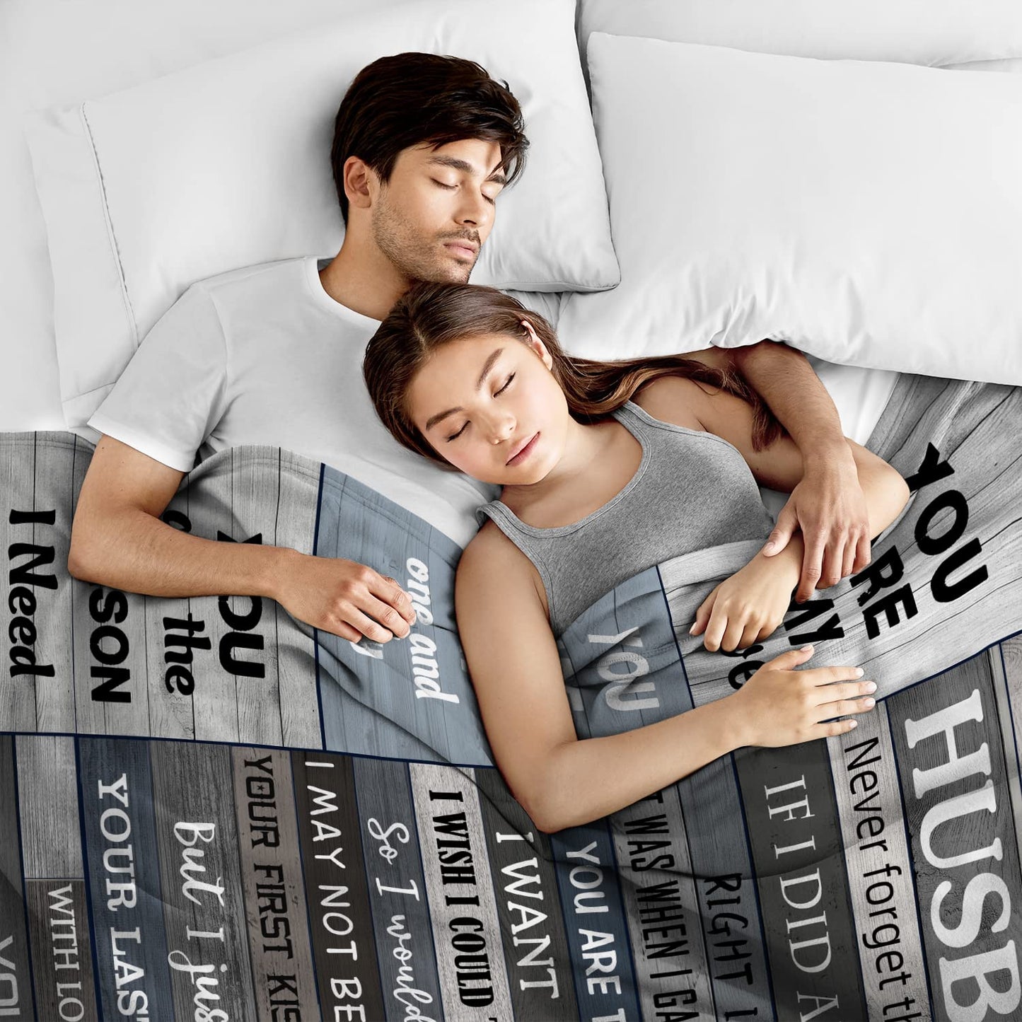 POQUSH Gifts for Him/Men/Husband,Husband Birthday Gift from Wife,Anniversary Romantic Presents I Love You Gifts Blanket 60x50in