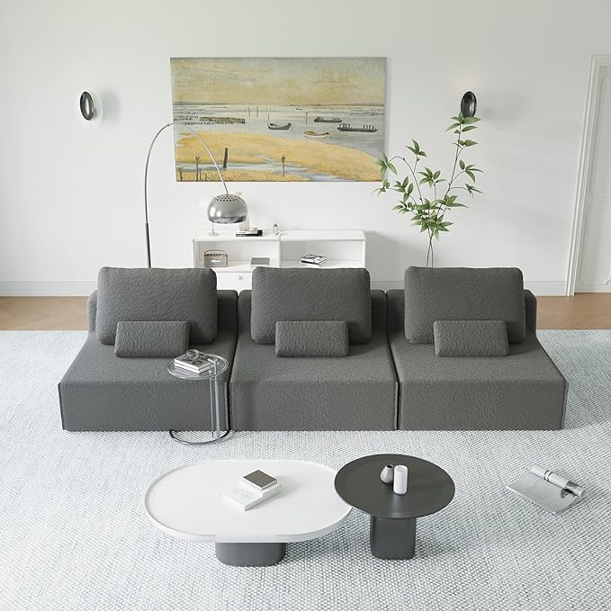 Sailret Oversized Modular Sectional Sofa, Foam-Filled Lazy Couch with Lumbar Pillow, Convertible Floor Sofa Set for Living Room Bedroom, Free Combination, Multiple Packs (1–6 Seats)