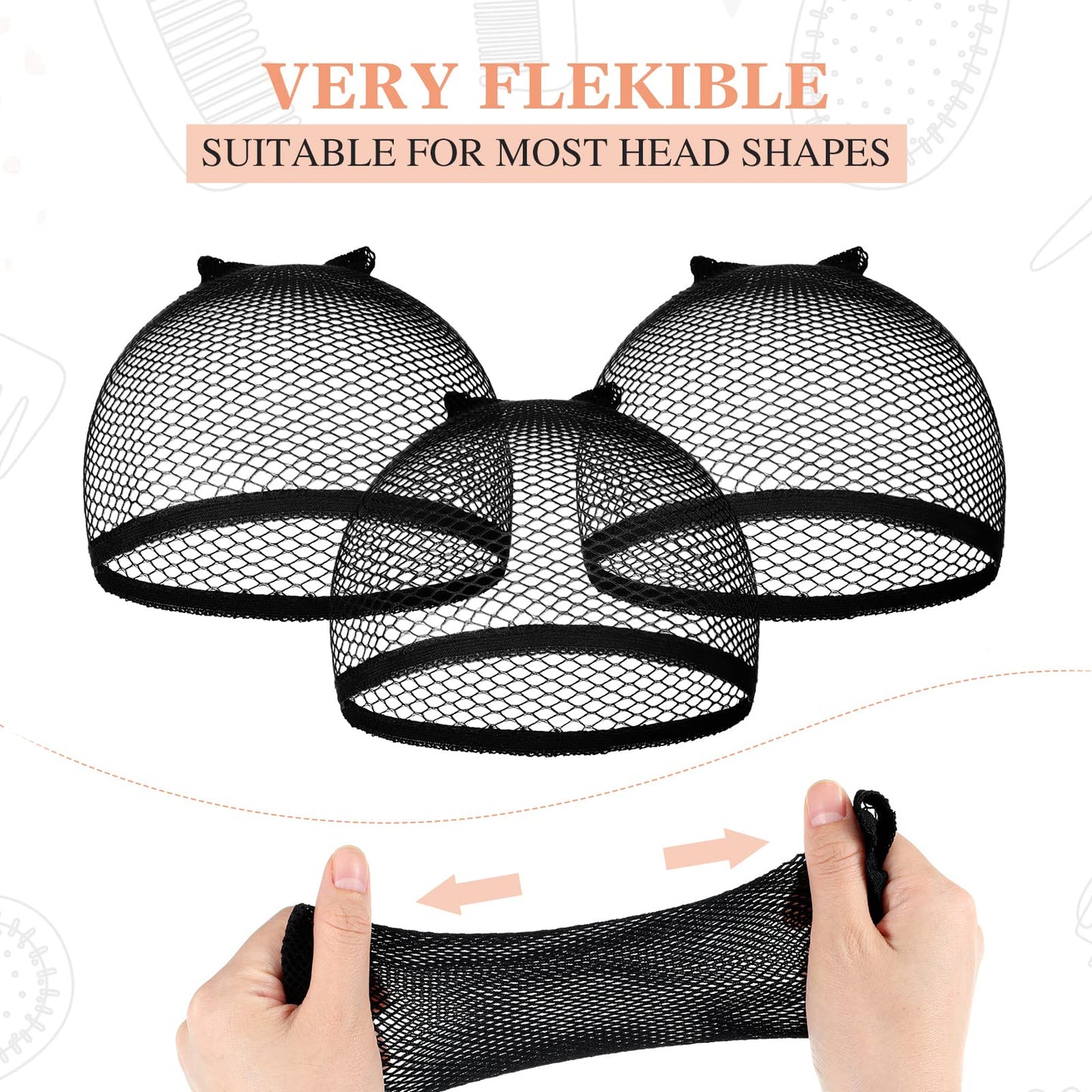 100 Pcs Wig Cap Mesh Wig Cap Net Closed End Hair Net Bald Wig Net Liner Weaving Caps for Kids Women Men Halloween Cosplay (Black