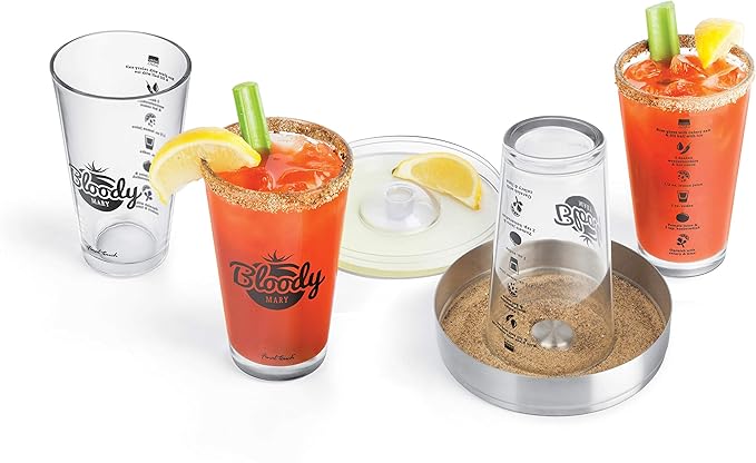 Final Touch Bloody Mary Set - 6 Piece Cocktail Kit with Glasses, Rimmer Tray, and Recipe Guide - Perfect for Home Bartende...