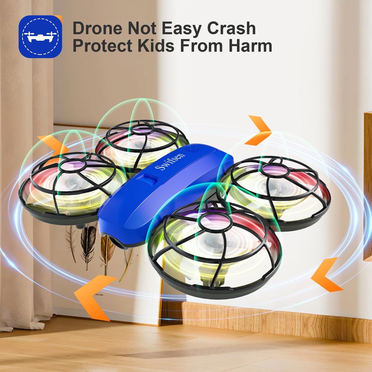 Swifsen Drones for Kids with Camera,Rc Drone Indoor Small Helicopter,Birthday Gifts for Boys and Girls Beginners Friendly,Mini Quadcopter Toy With 2 Batteries,Propeller Protect,Altitude Hold