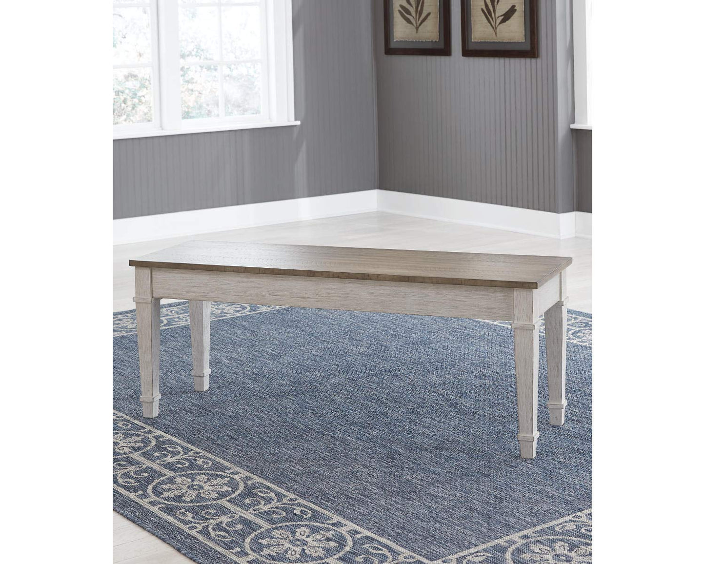 Signature Design by Ashley Skempton Farmhouse Storage Bench, White & Light Brown