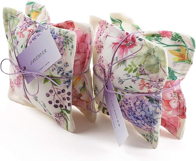 AUCUDA Christmas 4pcs Lavender Scented Sachet Bags for Drawers and Closets Decorations, Potpourri Packets for Women clothes storage, Winter Holiday Fragrance Pillow for Bedroom Indoor, Air Fresheners.