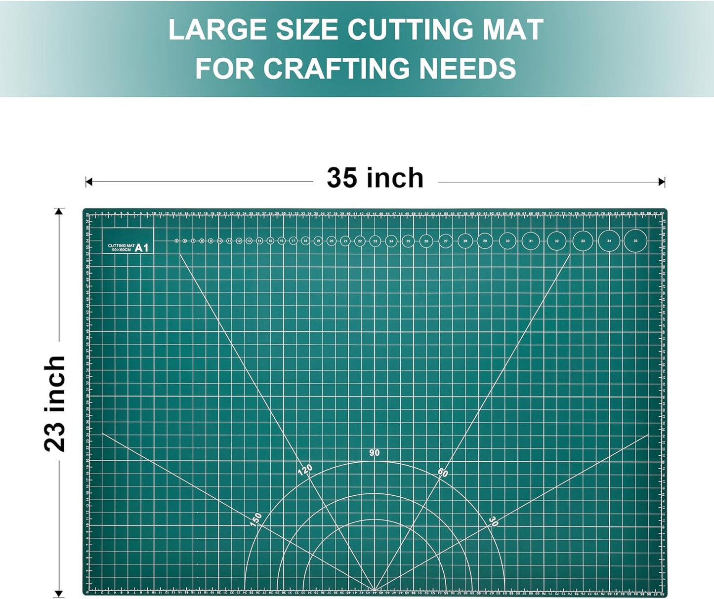 Prime Vinyl Cutting Mat, 23" x 35" Large Self Healing Sewing Mat, 5-Ply Heavy Cut Board, Rotary Cutting Mat for Crafts, Sewing Supplies and Quilting Tools