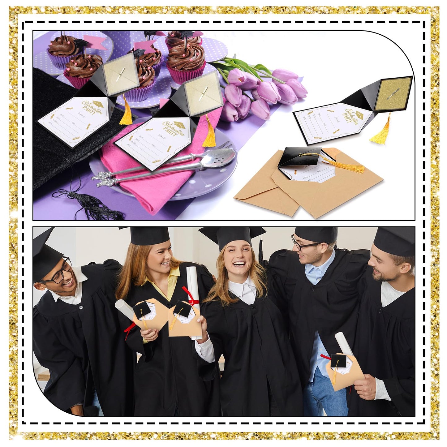 Kosiz 30 Pack Graduation Invitation with Envelopes Graduation Party Invitations Class of 2025 Grad Celebration Announcement Cards Party Supplies for University Masters