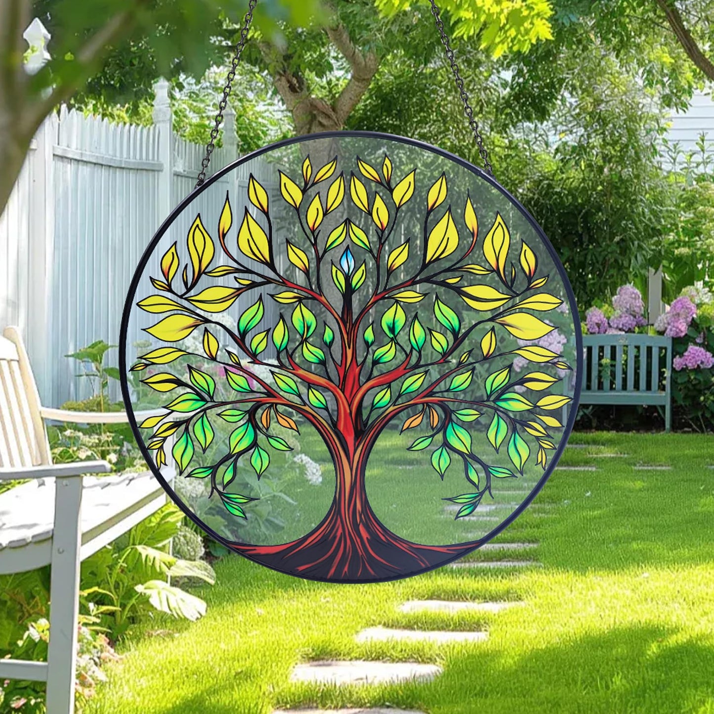 8" Tree of Life Suncatchers for Windows, Tree of Life Stained Glass Window Hanging,Sun Catcher for Windows, Tree of Lifes Decor with Hook,Suncatchers Trees Window Hangings Gifts for Mom