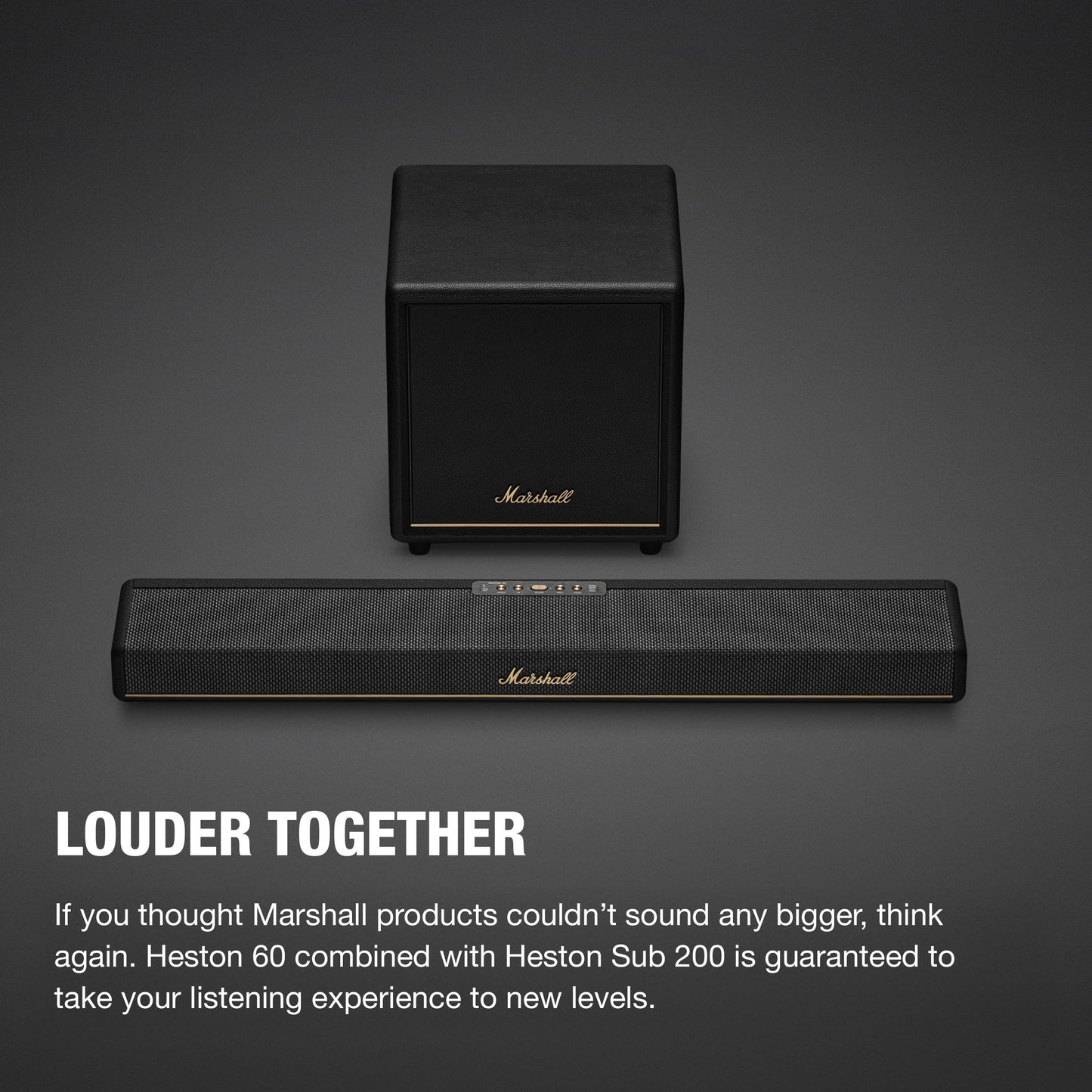 Marshall Heston Sub 200 Subwoofer - Deep Bass for TV, Movies, and Music | Bluetooth LE and RCA Mono Connectivity - Black