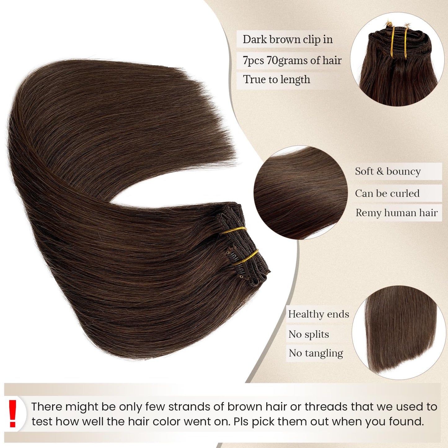 Dark Brown Clip in Hair Extensions Real Human Hair 18 Inch Invisible Straight Clip in Human Hair Extensions for Women Double Wef