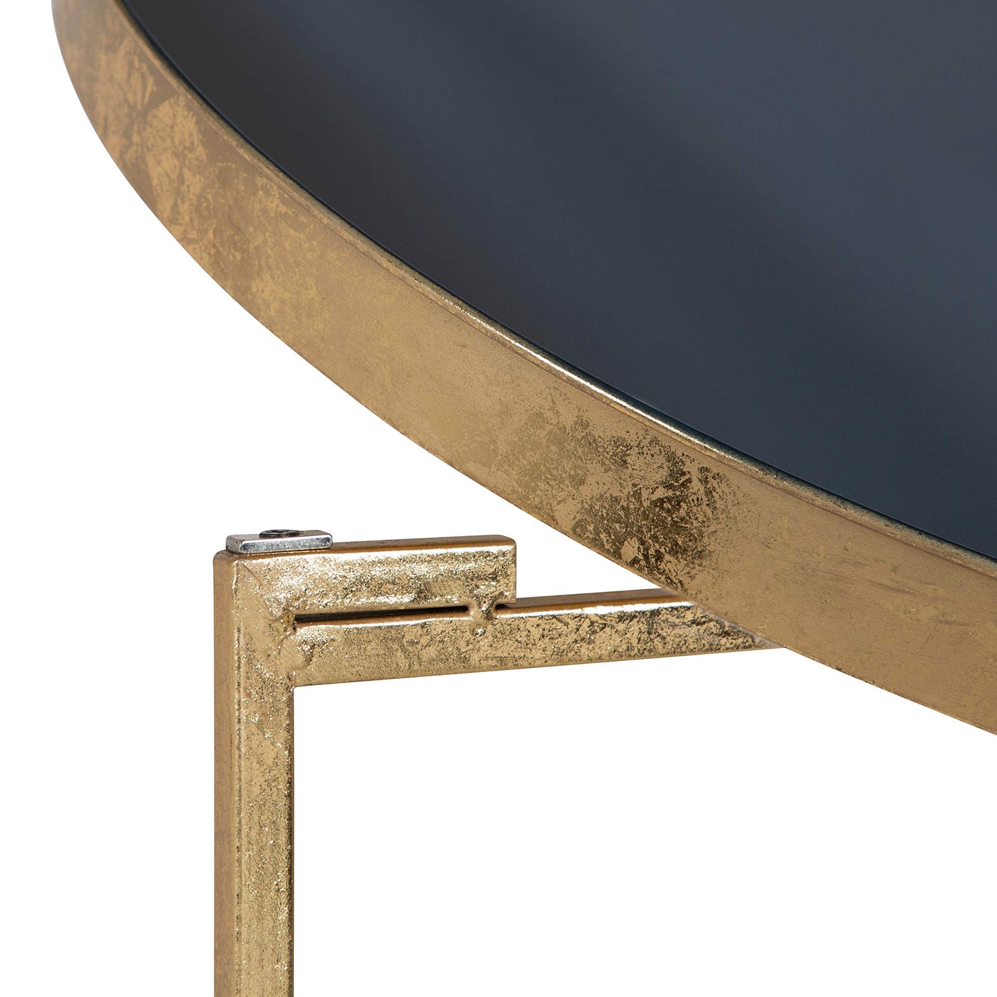 Kate and Laurel Celia Modern Glam Round Coffee Table, 28.25" x 28.25" x 19", Navy Blue and Gold Leaf, Chic Sophisticated Accent Table