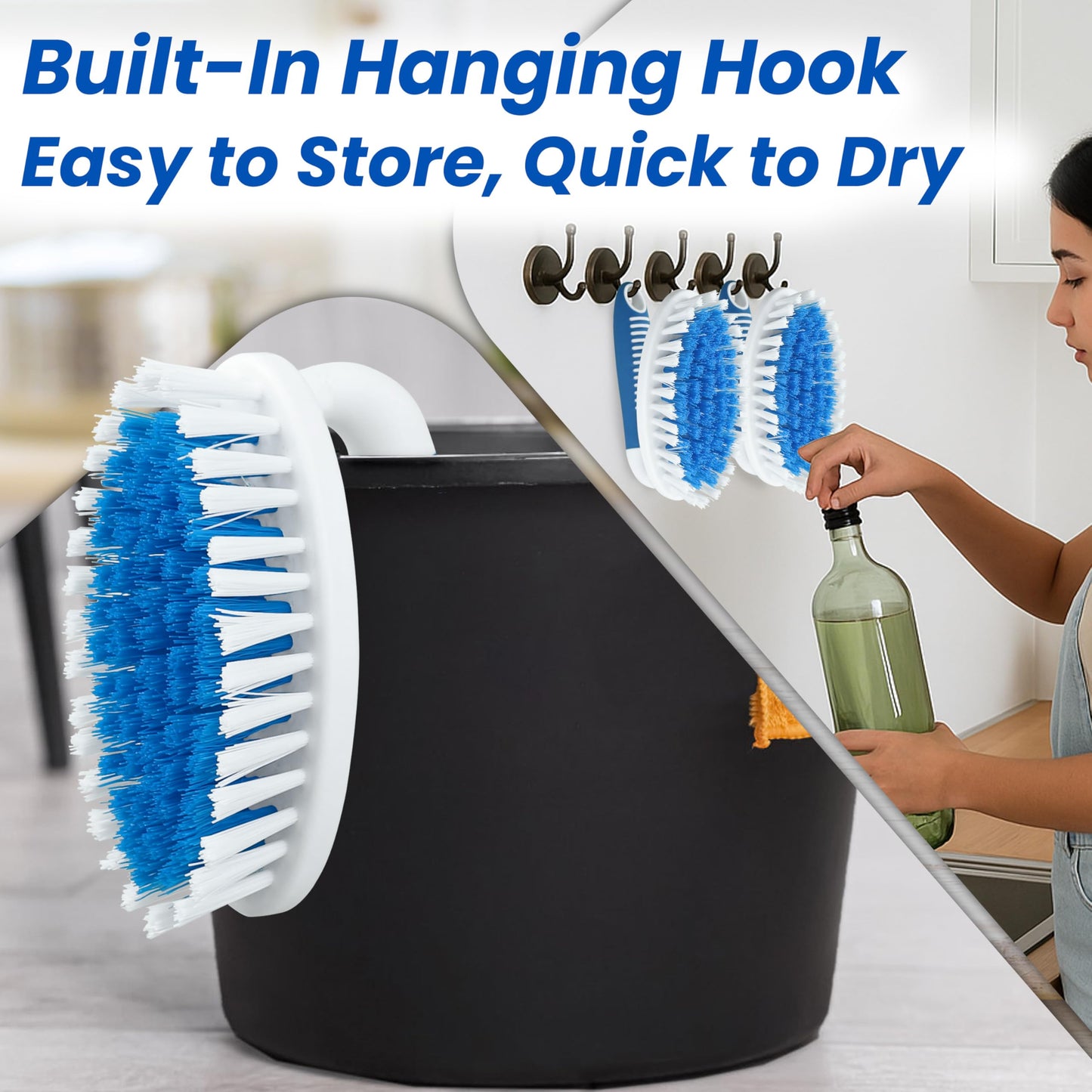 PHYEX Scrub Brush, 2 Pack Household Cleaning Brushes with Stiff Bristles, Scrubbing Brush for Carpet, Shower, Bathtub, Kitchen,