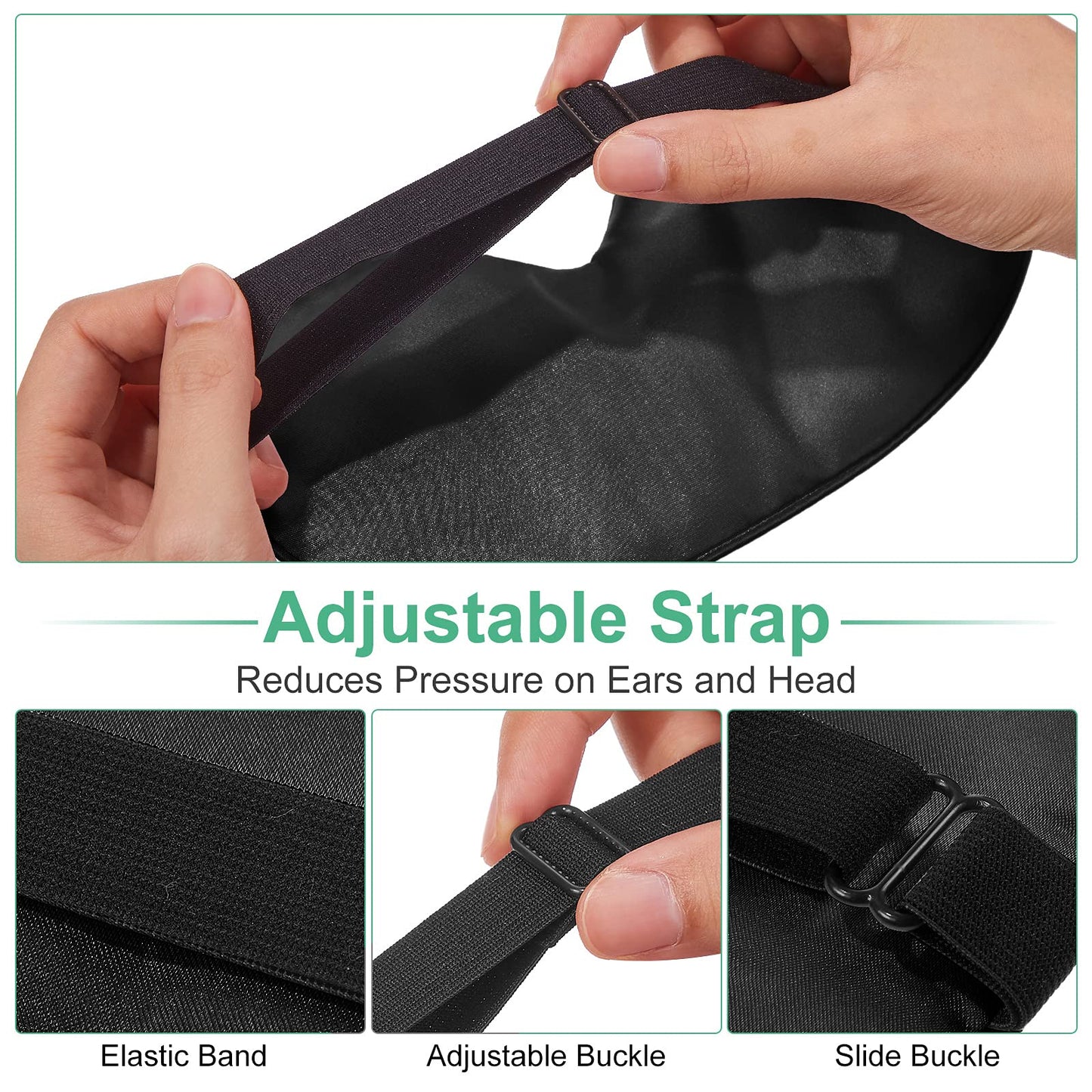 6 Pieces Natural Silk Sleep Mask Soft Eye Mask Adjustable Strap Blindfold Eyeshade Smooth Comfortable Eye Cover with Bag for Sleeping(Black)