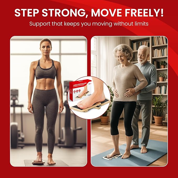 Velifit Ankle Strengthener & Axis Board, Bamboo Ankle Balance Boards for Physical Therapy, Blackboard Foot Trainer & Foot Strengthener, Giboard for Balance Training, Axisboard for Leg Stability