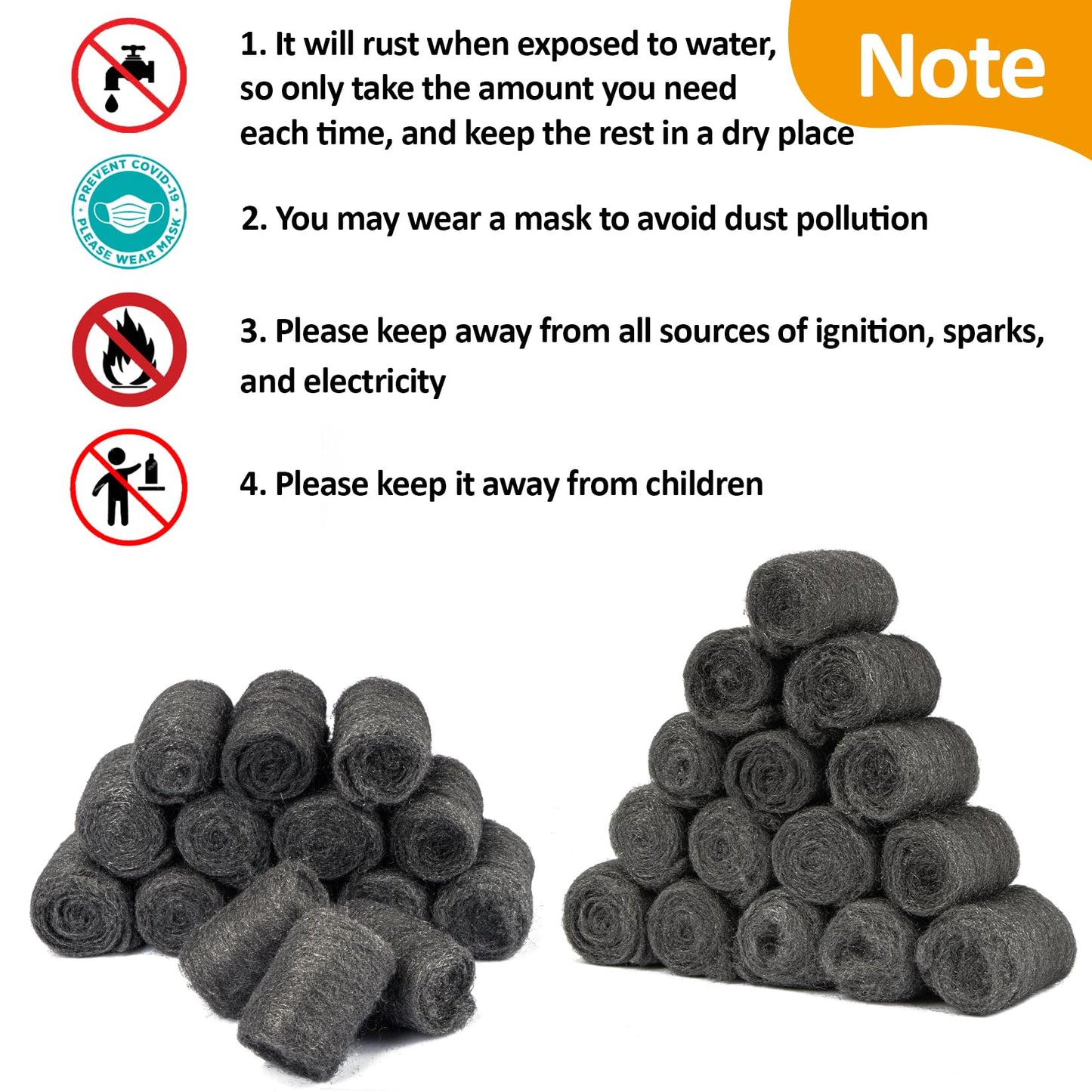 MAQIHAN Steel Wool Pads 0000 Fine - 30PCS Precutting 0000 Steel Wool for Glass, Wood, Metal Polishing, Water Stains Cleaning, Mice Control, Hole & Gap Filler