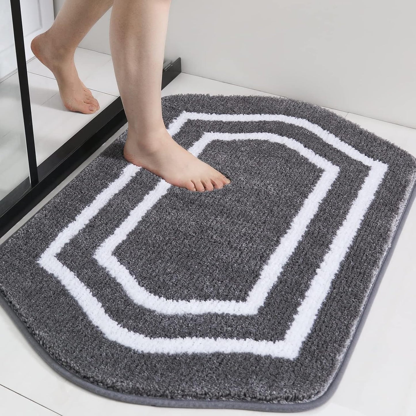 COSY HOMEER Extra Thick Bath Linen Sets Rugs - Anti-Slip Bath Mats Soft Plush 100% Strong Polyester Living Room Bathroom Water Absorbent(Grey,17x27 - Inches)
