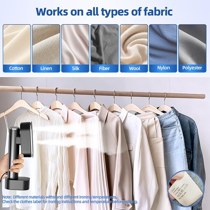 Travel Steamer for Clothes, Portable Steamer＆Iron 2 In 1,15s Heat Up,LED Touch Display with 6 Modes,35Mins Runtime &190ml Lager Tank,Stands on Desk,Garment Steamer for Travel and Home 𝟏𝟏𝟎𝐕