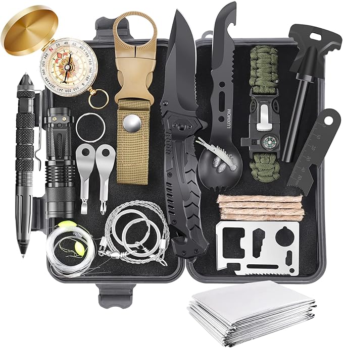 Gifts for Men Dad Christmas Husband Teenage Boy, Survival Kit 28 in 1, Survival Gear Tool Emergency Tactical Equipment Sup...