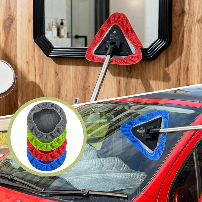 16 Pcs Car Windshield Cleaning Tool Bonnets Car Care Microfiber Cloths for Windshield Cleaner Replaceable Reusable Microfiber Pads Cover Kit for Washing Bonnets Interior Cars Window(6inch)