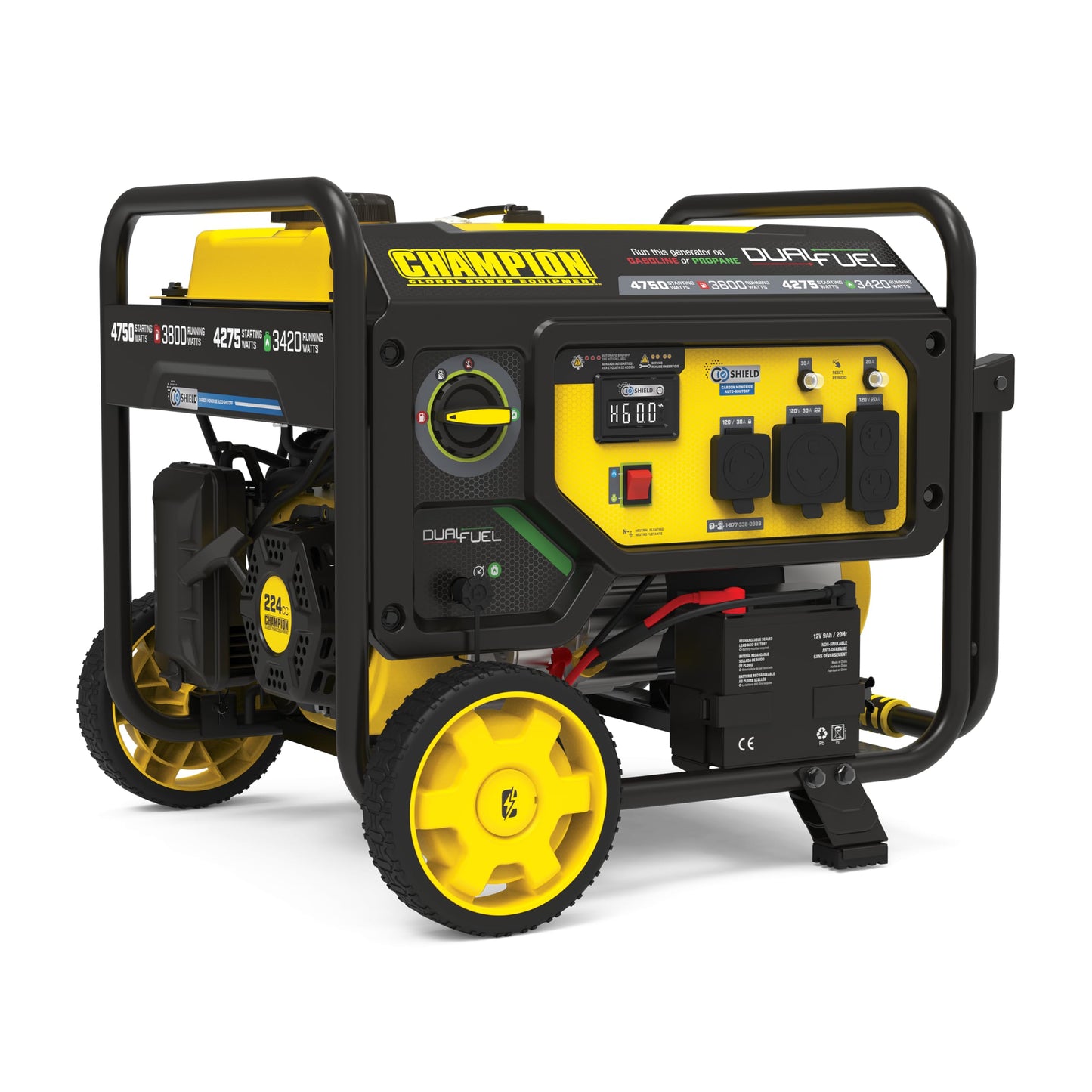 Champion Power Equipment 4750-Watt Electric Start Dual Fuel RV Ready Portable Generator with Free 3-Year Warranty, CARB Compliant