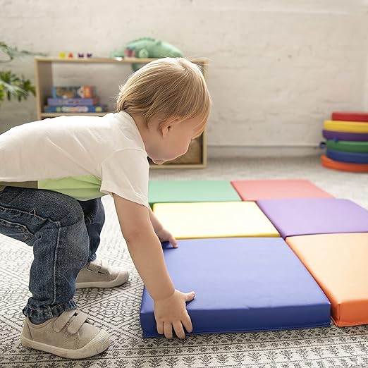 ECR4Kids SoftZone Floor Cushions, Square, Flexible Seating, Assorted, 6-Piece