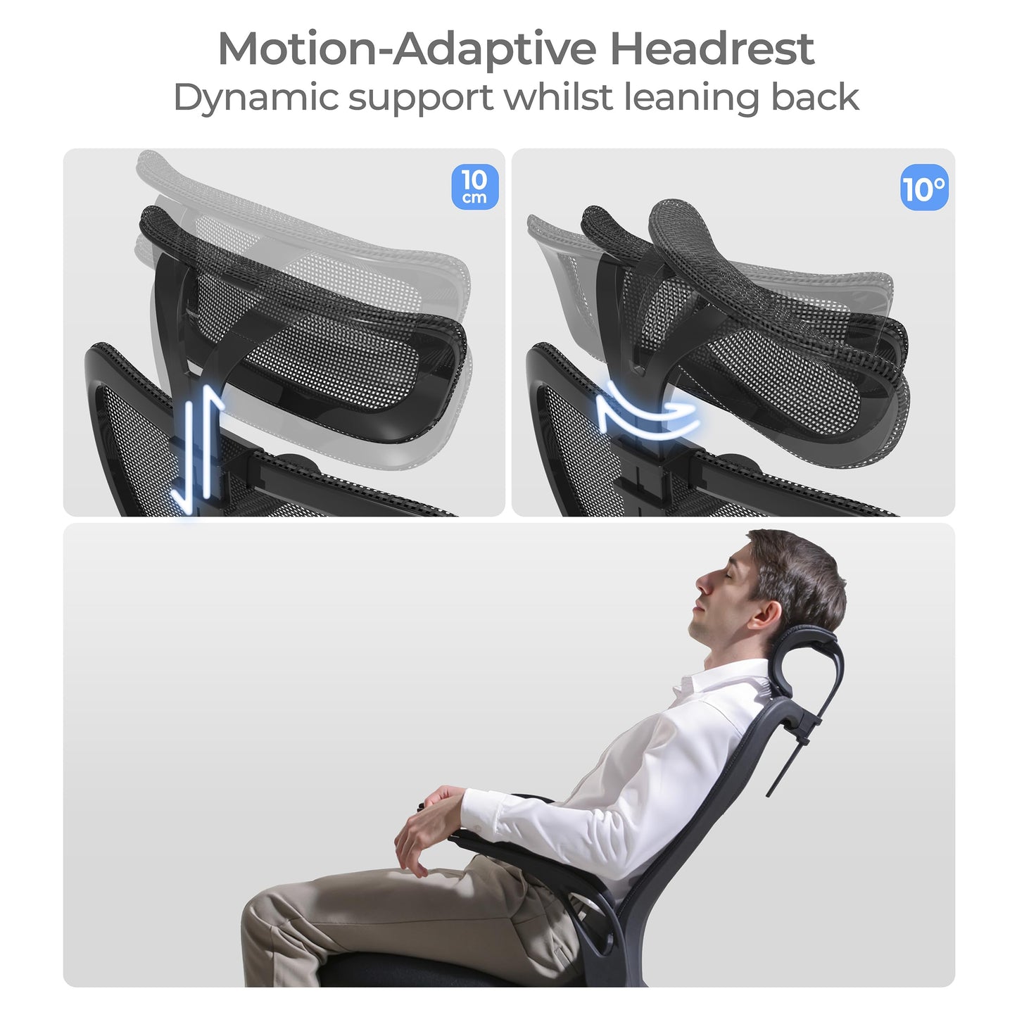 Tervo Model U | Folding Office Chair for Small Spaces | Gaming Chair for Adults & Kids | Ergonomic Mesh Computer Chair for Bedroom | Foldable Desk Chair for Home Work (Midnight Black Headrest)