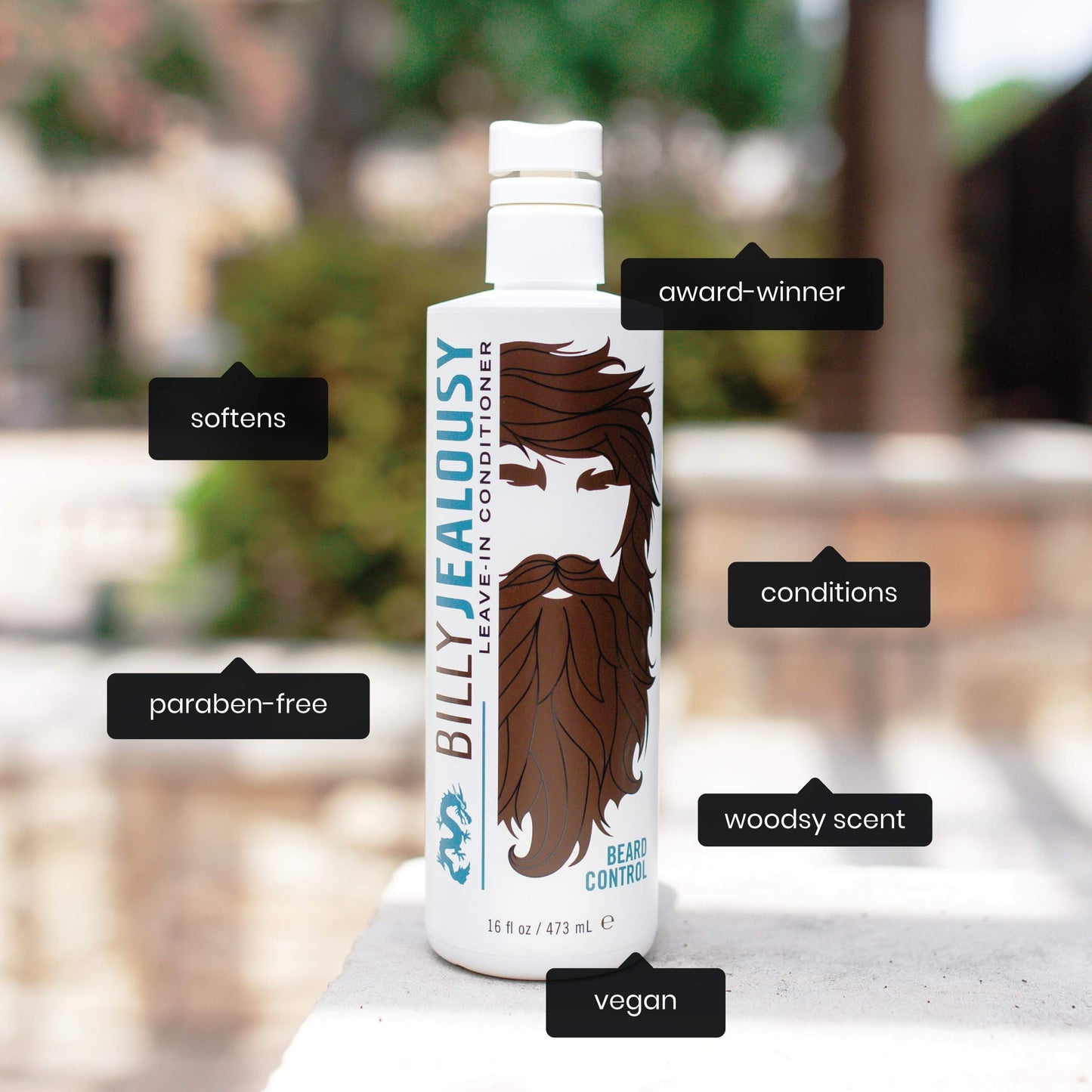 Billy Jealousy Beard Control Leave In Beard Conditioner for Men with Aloe Leaf Juice and Jojoba Seed Oil, Softens Hair and Skin,