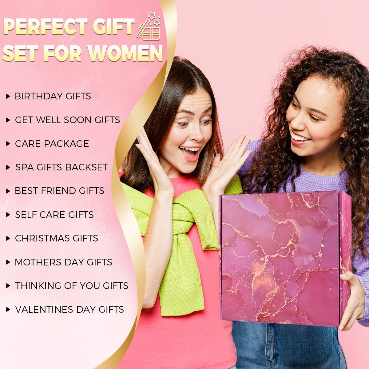 Self Care Gift Baskets for Women: Get Well Soon Care Packages with Blanket and Tumbler, Pink Gift Boxes Set for Girls, Mother, Sisters, Friends, and Cousins