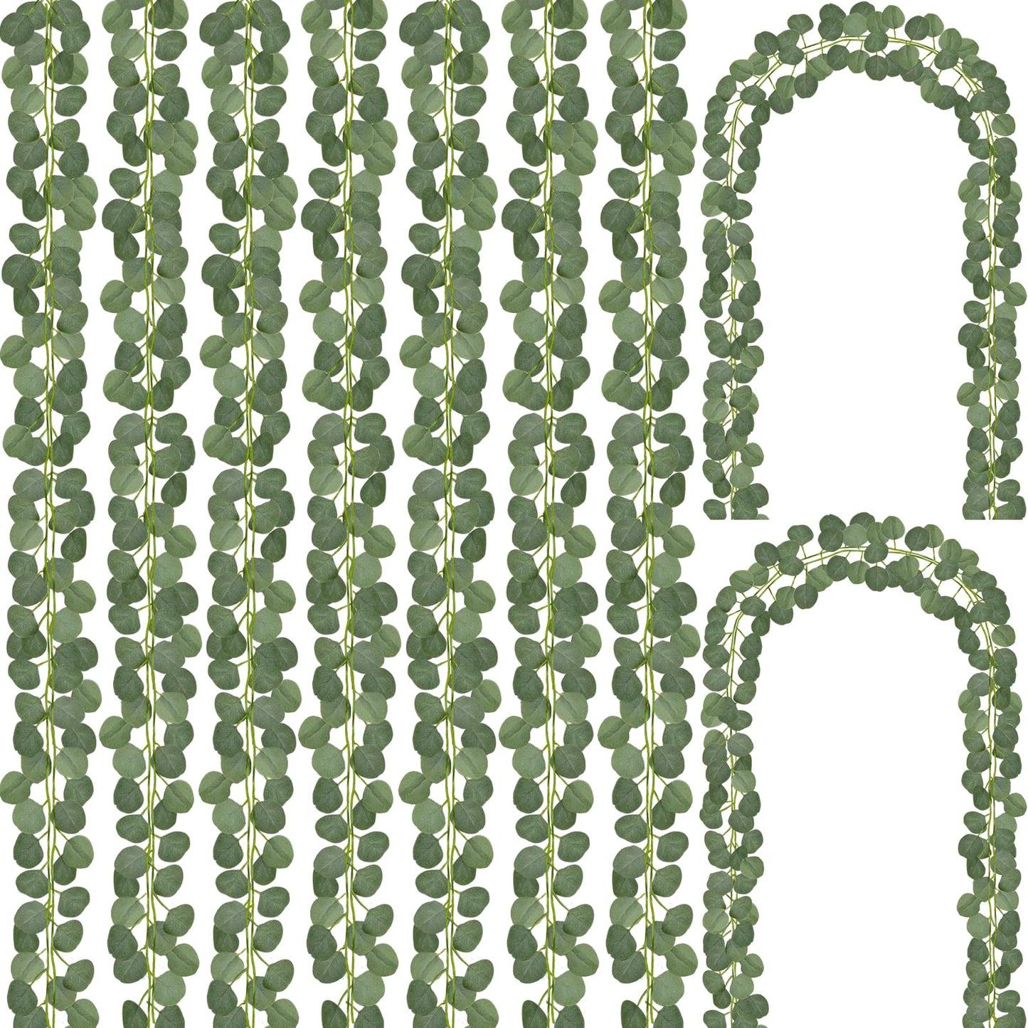 CQURE 28Pcs Eucalyptus Garland,Artificial Eucalyptus Leaves Table Greenery Garland Wreath Vines for Wedding Party Table Bedroom Wall Room Decor