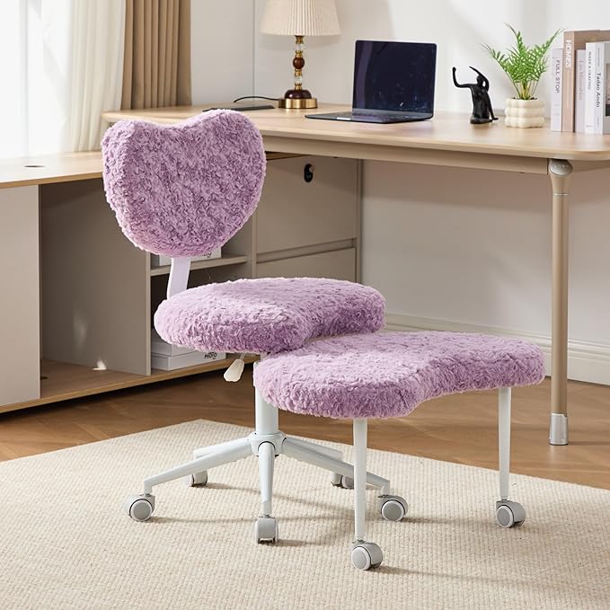 Enhanced Meditation Chair with Wheels - Ergonomic Cross-Legged ADHD Seat, Adjustable Stool & Lumbar Support for Active Sitters (Purple)
