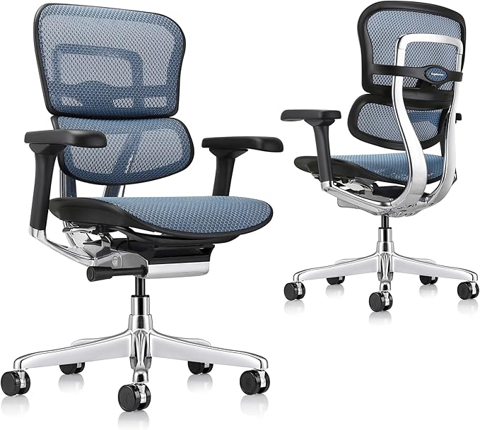 Ergohuman Eurotech ME8ERG GEN2 High Back Mesh Office Chair with Tilt Tension Control, Tilt Lock, Back Angle, Back Height, Synchro Tilt, Seat Height, Seat Depth, and Arm Height Adjustments, Blue