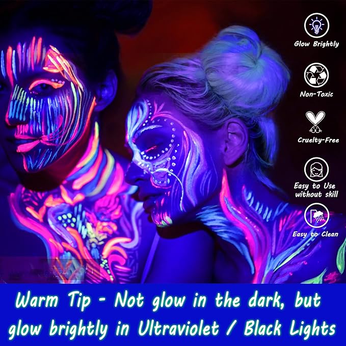 CCbeauty Neon Orange Face Paint Stick, UV Orange Face Painting Kit, Full Coverage SFX Makeup Foundation, Professional Non-Toxic Body Paint for Halloween Costume Cosplay Party, Glow In The Dark Makeup