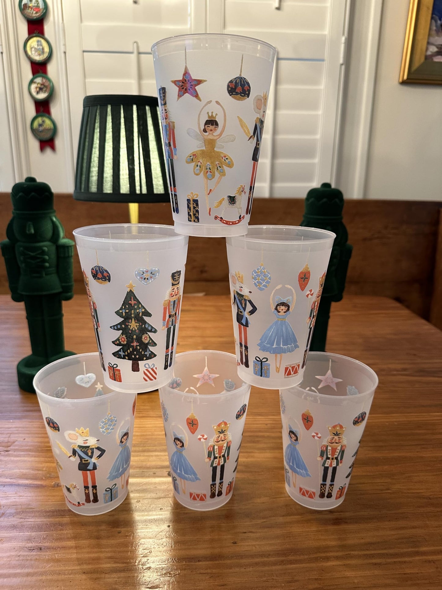 Marye-Kelley Christmas Nutcracker Suite Shatterproof 20 Oz Frosted Cups - Set of 6 Cups - BPA Free - Made in the USA Dishwasher Safe