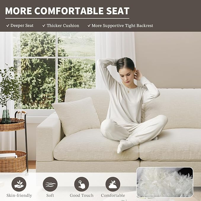 Modular Sectional Sofa Couch for Living Room, Convertible Upholstered Comfy Couches Deep Seat Sofa | Removable & Washable Cushion Covers, Filled with Down Cotton | Free Combination Sleeper Sofa Bed