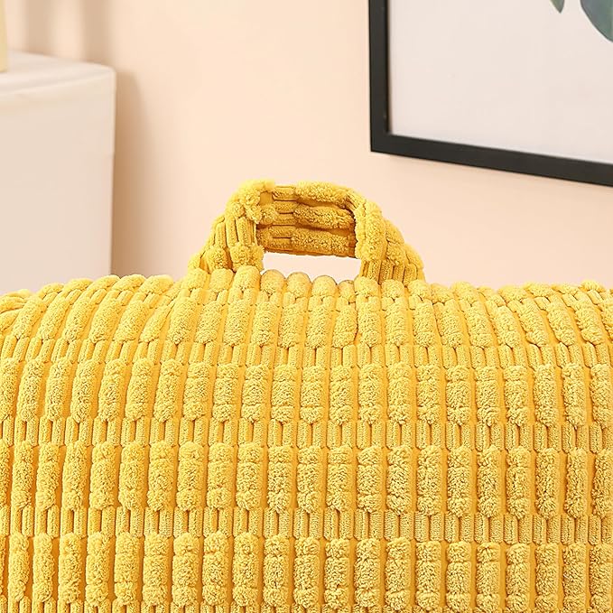 PAJEO Reading Pillow for Sitting in Bed, Large Backrest Reading Pillow with Arm Rest,Back-Rest Support Cushion for Sit Up on Couch, Sofa, and Floor, Dorm Essentials (Yellow Corduroy, Standard(17"))