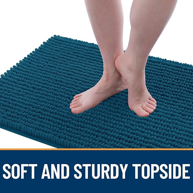 OLANLY Dog Door Mat for Muddy Paws 30x20, Ultra Absorbent Chenille Mud Doormat, Non-Slip Washable and Dirt Trapping Doormat for Indoor Entryway, Quick-Dry Indoor Pet Bed Mats for Dogs, Atlantic Blue
