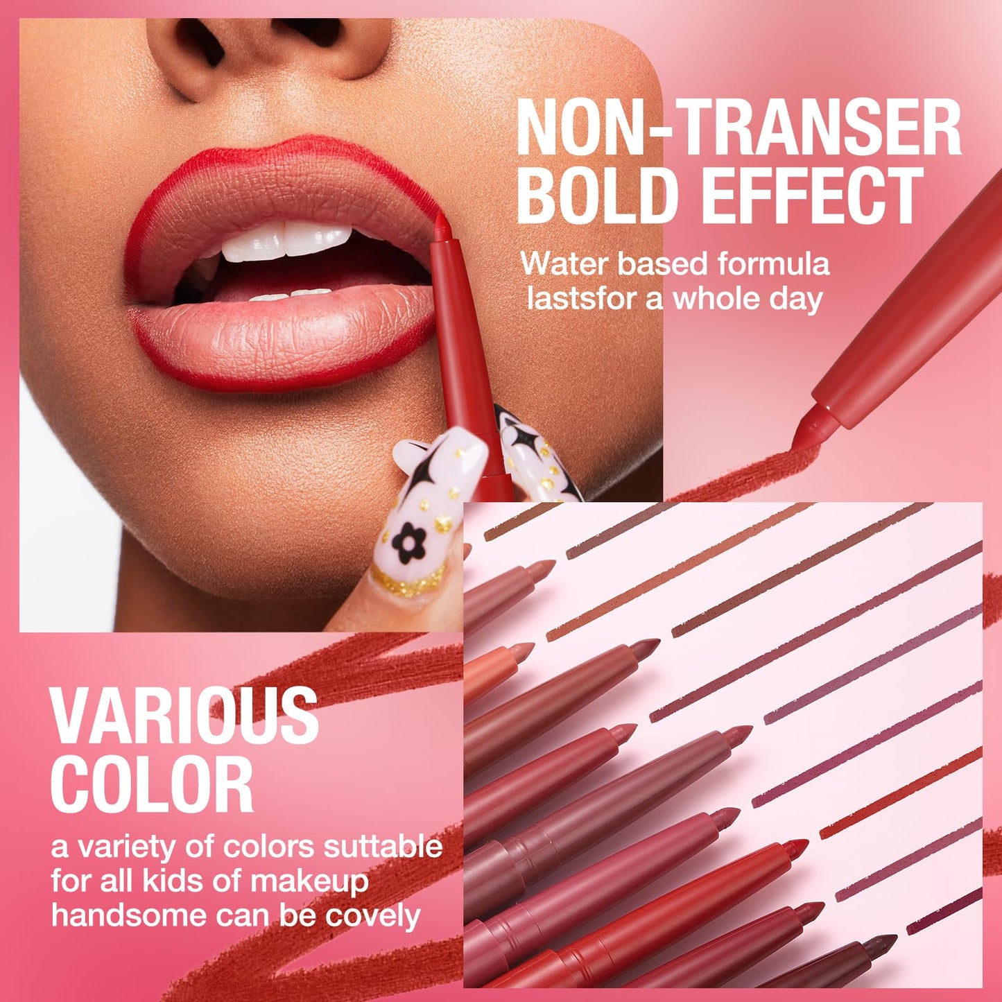 LANGMANNI 4Pcs Sculpting Matte Velvet Lip Liner Set,Smooth Creamy Texture,Waterproof And High Pigmented For Girls Daily Applicat