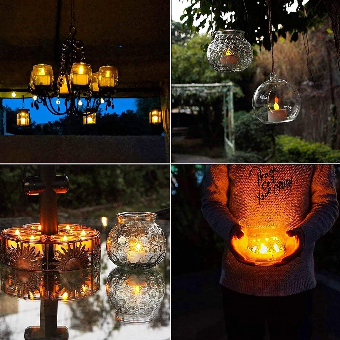 Solar Tea Lights Outdoor Waterproof - 8 Pack Rechargeable Flickering Candle Lights Solar Powered Reusable Led Candles Flameless