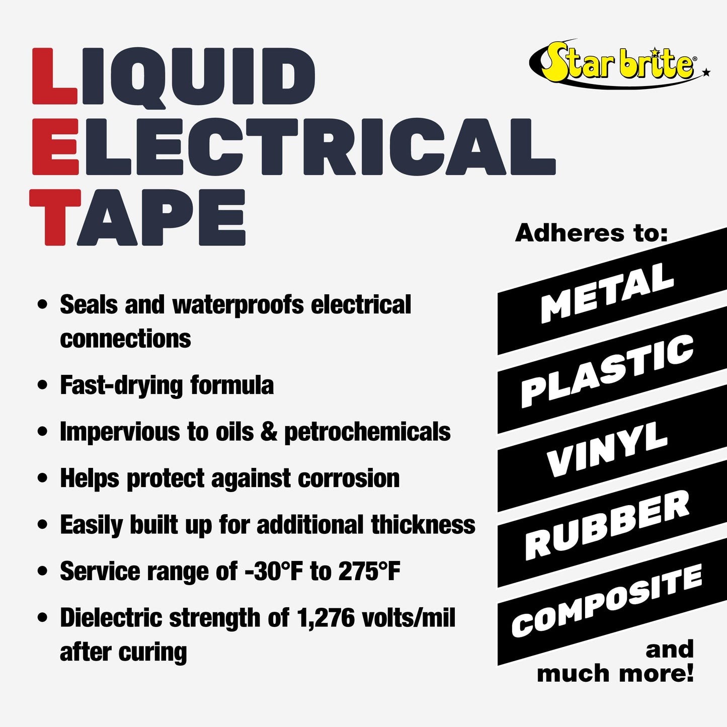 STAR BRITE Liquid Electrical Tape with Applicator Brush Cap - Superior Adhesion & Flexible Protection for Frayed Cables, Terminals & Electric Splices - Clear 4 fl oz. (084108B)