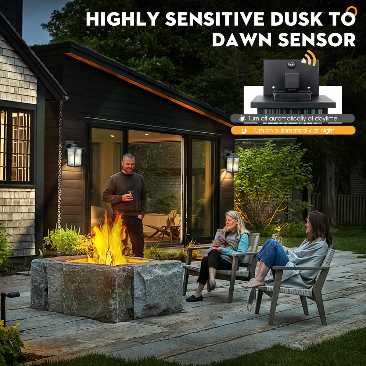 hameso Dusk to Dawn Outdoor Lighting, Waterproof Outdoor Porch Light with Tempered Glass, Outdoor Light Fixture for House Exterior Front Door Garage Patio