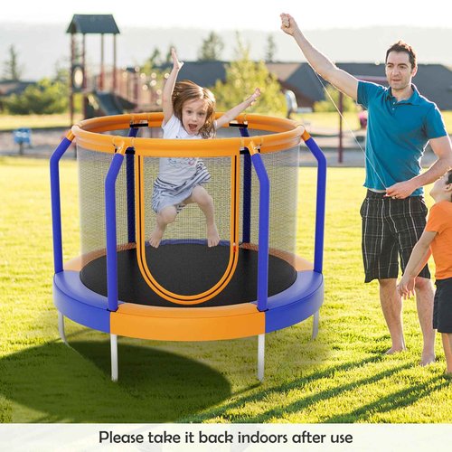 Goplus Kids Trampoline, 48" ASTM Approved Recreational Trampoline with Safety Space Design, Seamless Jumping Mat, Indoor Outdoor Mini Toddler Trampoline for Baby Boys Girls Gifts (Blue&Orange)