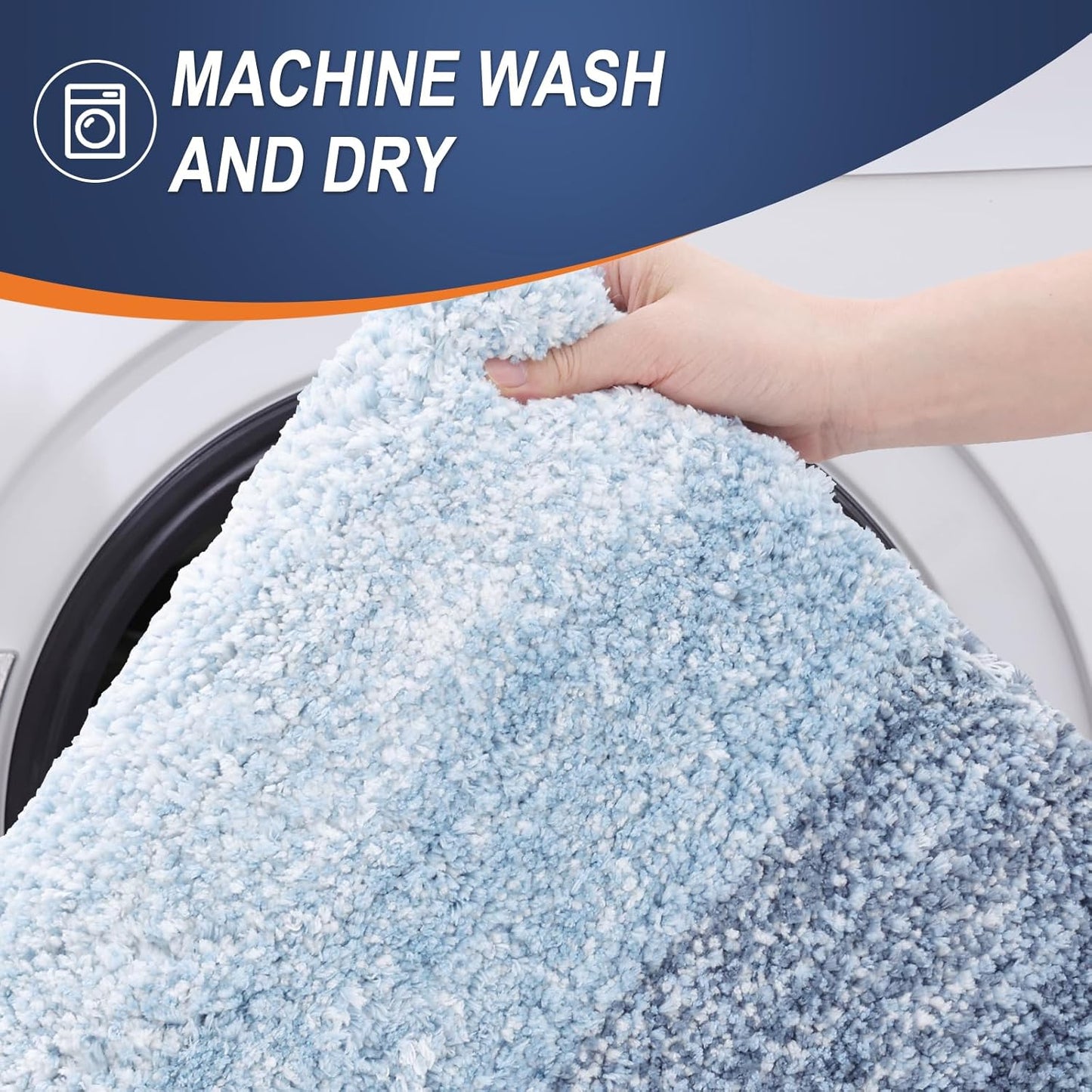 OLANLY Bathroom Rugs Mat 34x21, Extra Soft Absorbent Microfiber Bath Rugs, Rubber Backing, Quick Dry, Machine Washable Bath Mats for Bathroom Floor, Tub and Shower, Home Decor Accessories, Blue