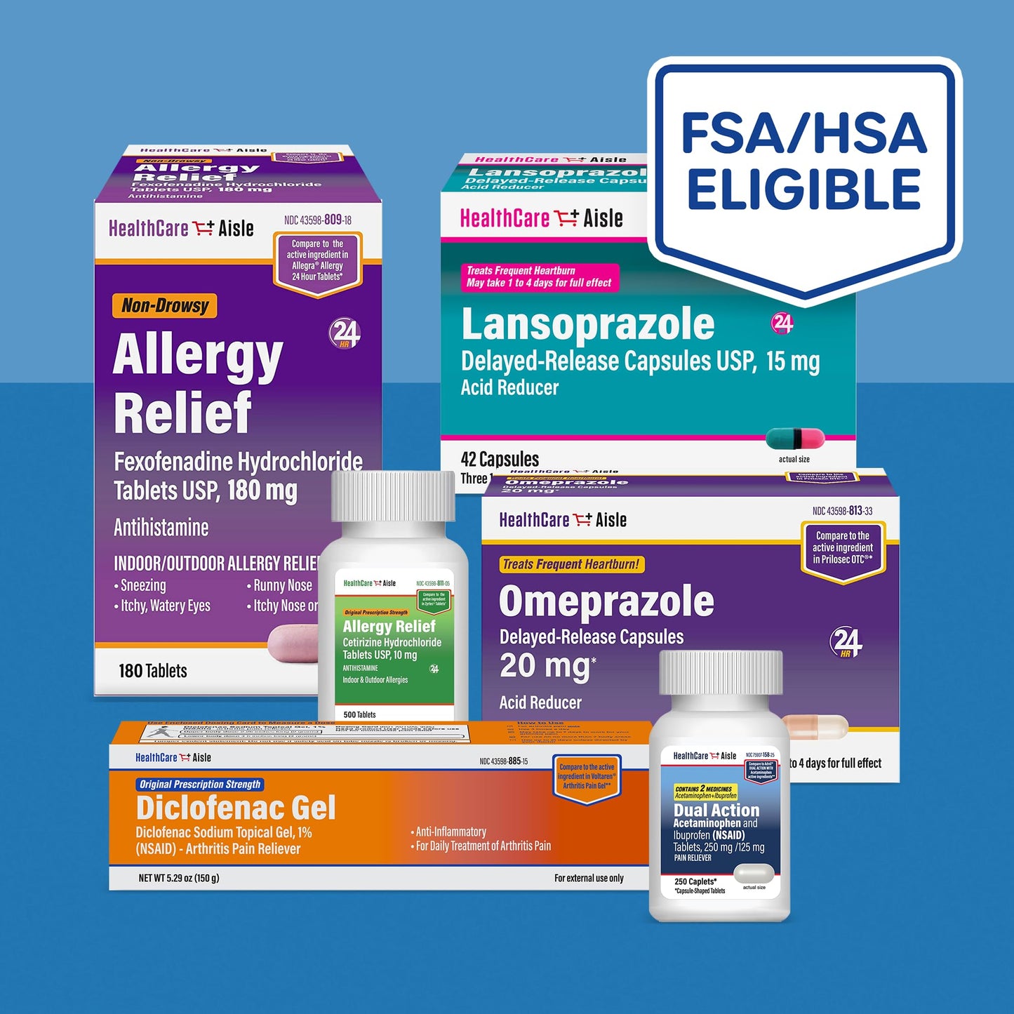 HealthCareAisle Allergy Relief - Fexofenadine Hydrochloride Tablets USP, 180 mg - 180 Tablets - Allergy Medication, Non-Drowsy 24-Hour Relief