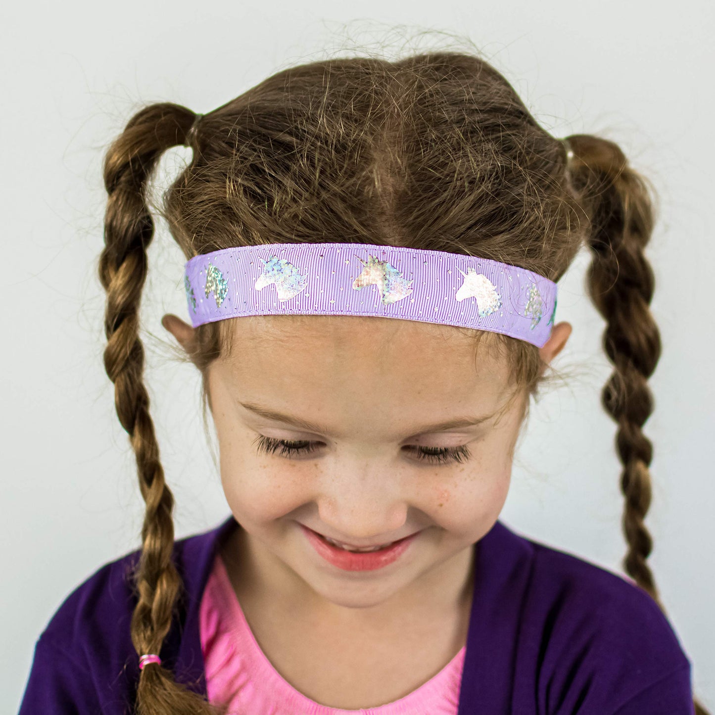 FROG SAC 6 Unicorn Headbands for Girls, Adjustable No Slip Glitter Hair Bands for Kids, Cute Little Girl Sports Head Bands, Sparkly Soccer Gymnastics Headband, Sparkle Hair Accessories